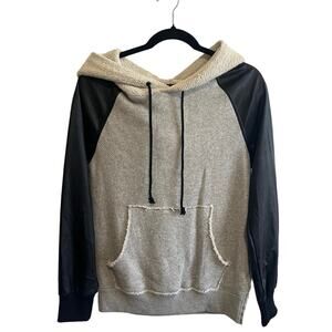 Free people We The Free Hooded Sweatshirt with faux leather sleeves Size XS